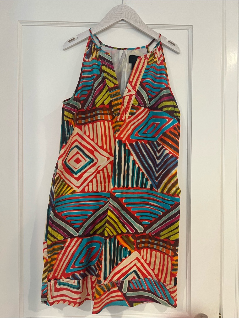J.Crew Collection Vibrant Geometric Print Sleeveless Dress